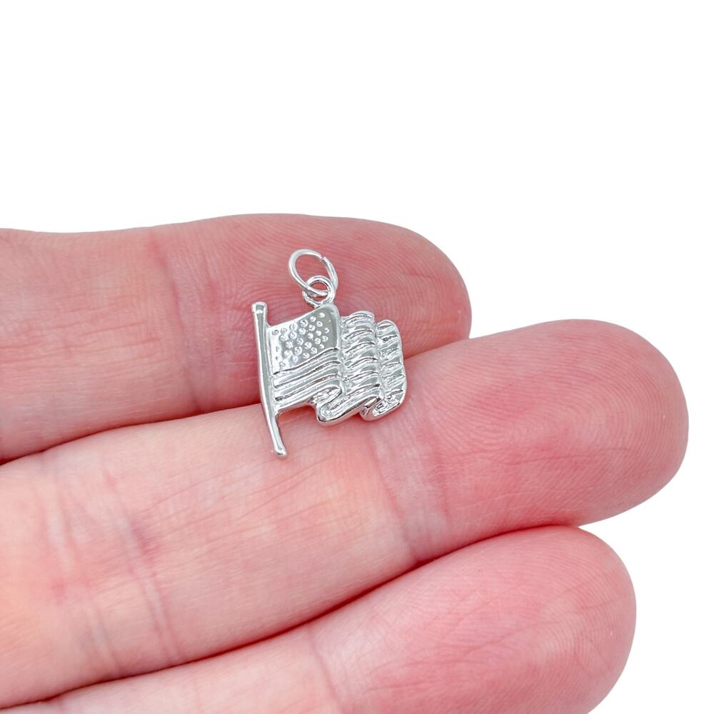 Vintage Sterling Silver 925 American Flag Charm